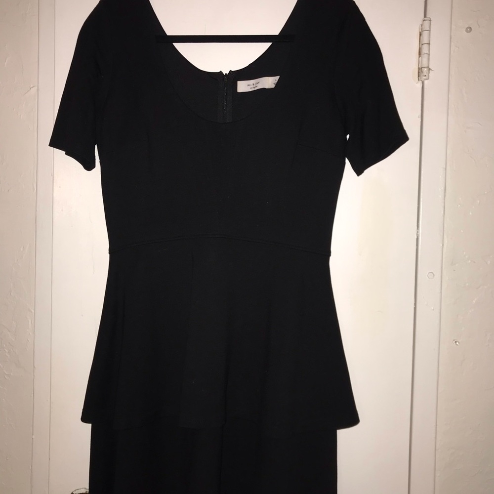 Black Ruffle Dress- Quarter Sleeve